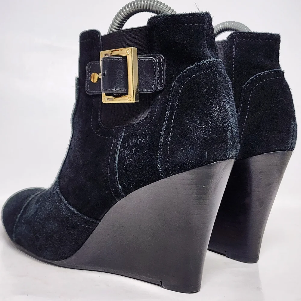 Tory Burch black suede ankle boots booties size 9.5
